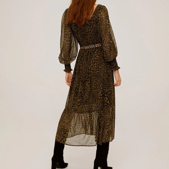 Mango Leopard Midi Dress Size S - Picture 4 of 10